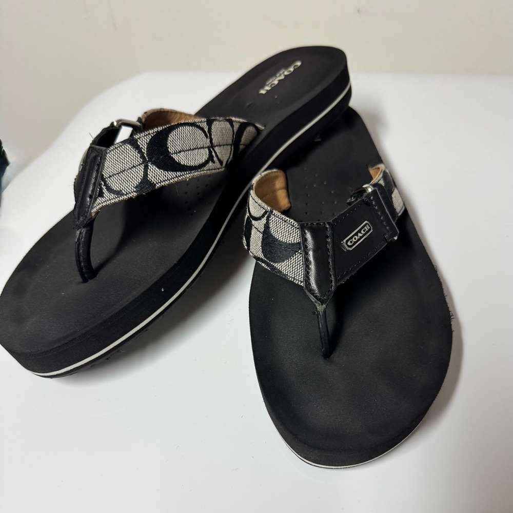 Coach Black and White Sandals